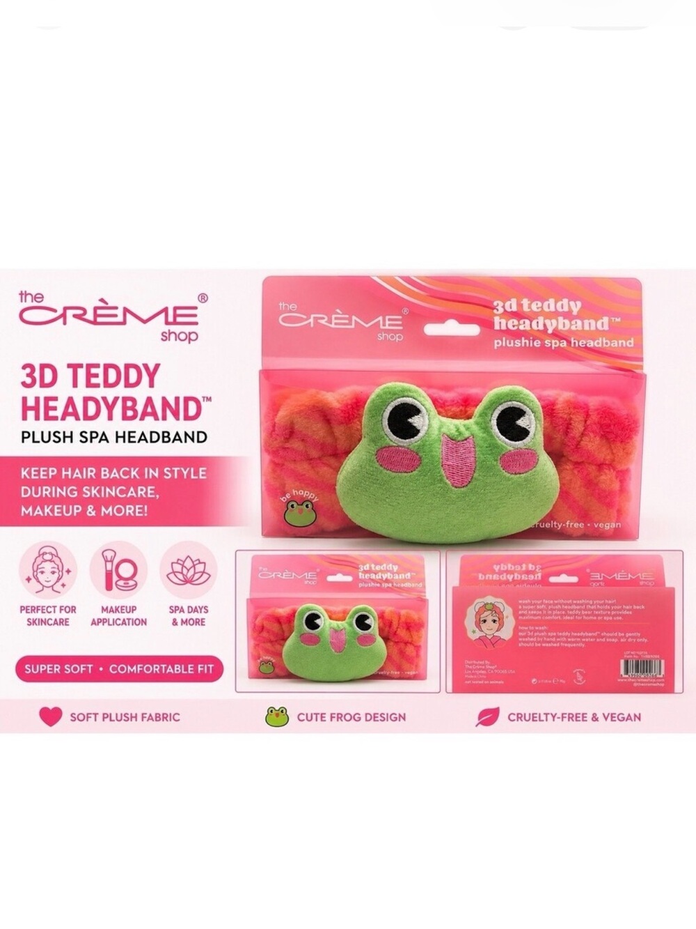 The Crème Shop 3D Teddy Frog Plush Spa Headband